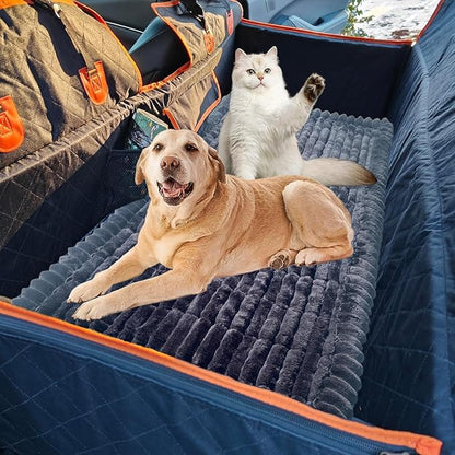 Dog Bed Mat for Car Backseat Extender, Non-Slip Pet Bed Mat for Car Back Seat Protector Cover, Furry Dog Couch Cover, Washable Travel Dogs Bed for Cars, SUVs, Sedans. (51" x 24") (Black, M)