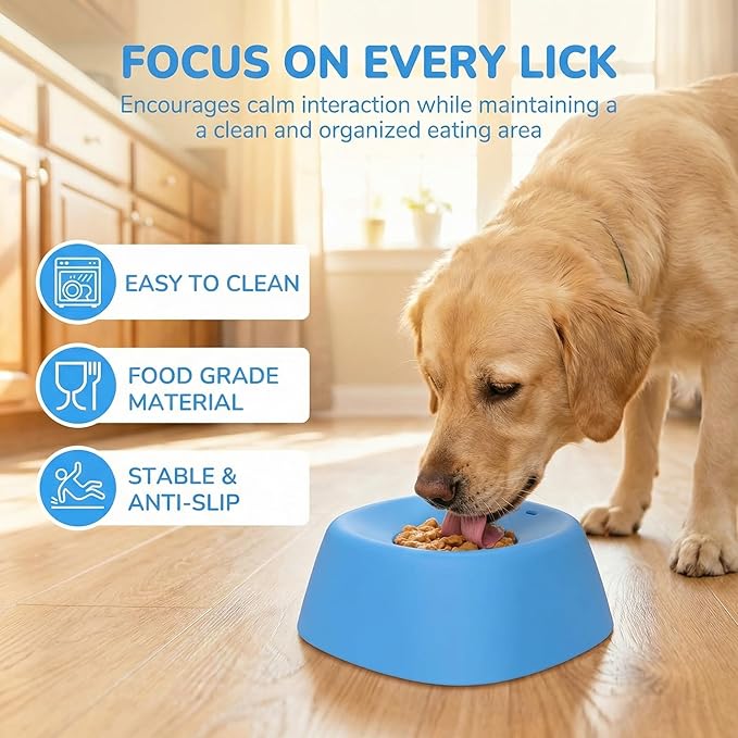 Slow Feeder Dog Bowls for Liquid Treat,Dog Licking Bowl with Rolling Balls for Bone Broth & Yogurt,Food‑Grade Rubber, for Large Medium Small Puppy Breeds (Black)