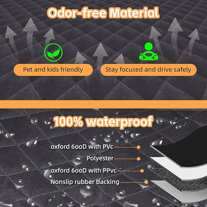 [600D Oxford] Dog Car Seat Cover 100% Waterproof Pet Back Seat Protector with Non-Slip Anchors & Mesh Window, Durable Dog Car Hammock for SUV Truck Sedan, Scratchproof Lining