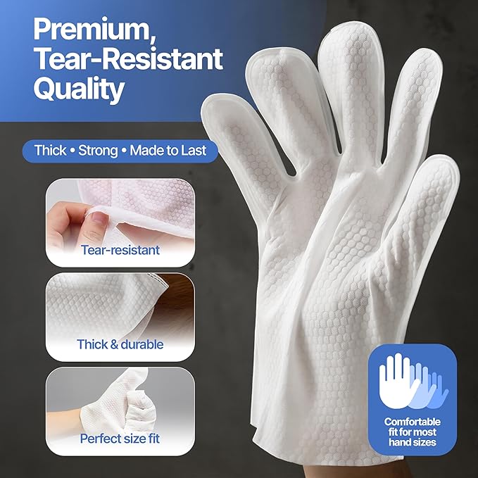 Pet Cleaning Glove Wipes for Dogs & Cats - Hypoallergenic Coconut Infused Extra Thick Dog Washing Gloves - Deodorizing Grooming Mitts - Puppy and Cat Cleaning Wipes - 20 Count