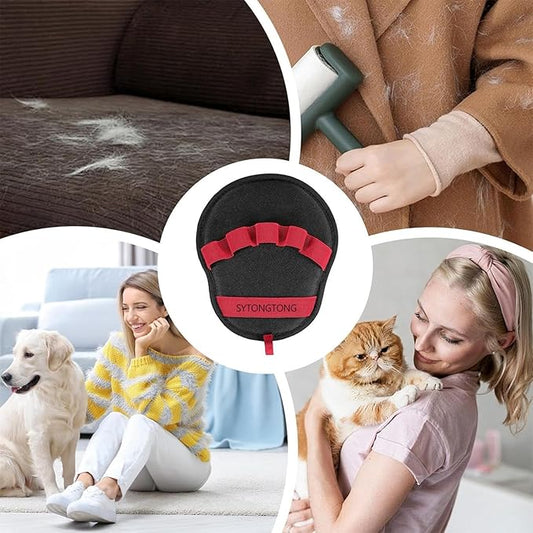 Newly Upgraded Pet Hair Removal Glove for Cats & Dogs,Reusable Electrostatic Pet Hair Gloves,Pet Hair Remover Tool for Clothing, Couch, Carpet, Car Seat (Red)