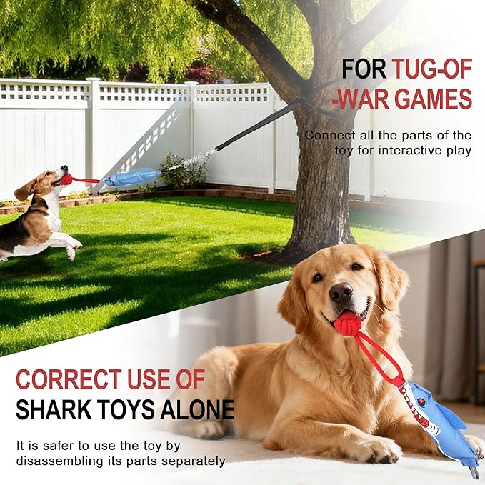 Dog Tree Tug of War Toy with Handles,Interactive Dog Pull Toy from Tree to Keep Them Busy, Multifunctional Combination Tether tug Toy with chew Ball