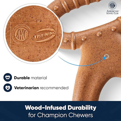American Kennel Club AKC Training Wood-Infused Dog Chew Toy – Moderate Chewers, Durable & Long-Lasting, Chicken Scented, Supports Dental Health – Multiple Shapes