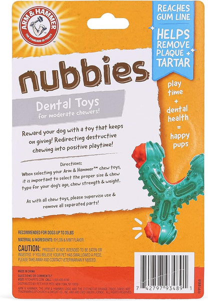 ARM & HAMMER for Pets Nubbies Wishbone Dog Dental Toy| Best Dog Chew Toy for Moderate Chewers | Dog Dental Toy Helps Reduce Plaque & Tartar | Chicken Flavor Baking Soda (Pack of 24)