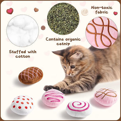 MALLMALL6 Catnip Toys for Cat - 5Pcs Valentines Chocolate Truffles Catmint Interactive Teething Chew Kick Cat Toy for Indoor Kitten, Soft Candy Pet Supplies, Pet Valentines Gifts for Kitten Lover