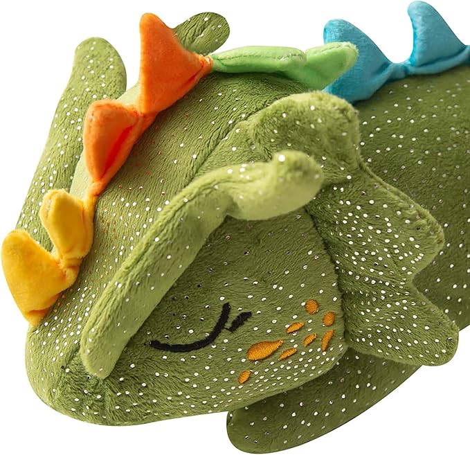 SNUG AROOZ Drowsy The Green Dragon - Plush Dog Toy, Squeaks & Crinkles, Pet Multi-Sensory Play, Recycled Material, 4x12 Soft-Cuddly Magical Companion