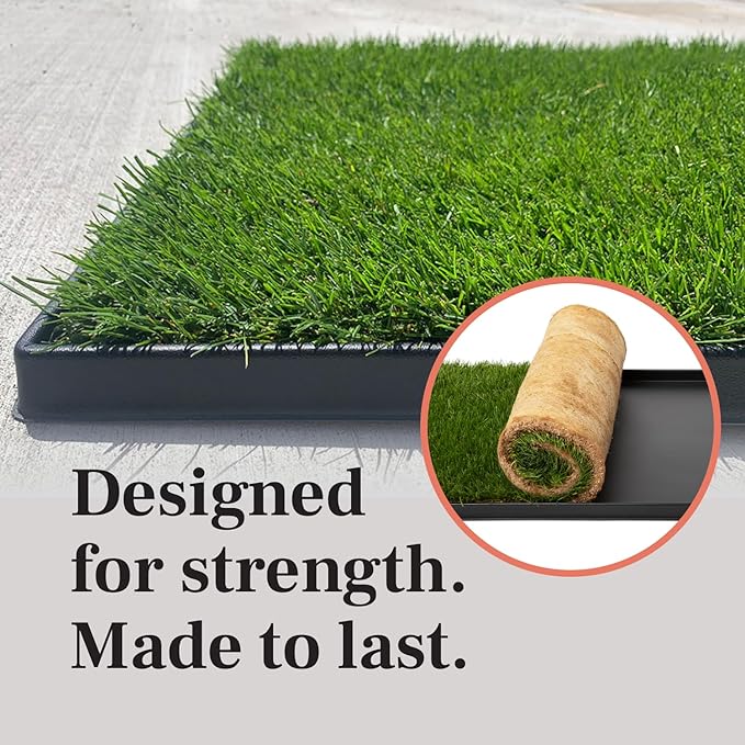 DoggieLawn XL Tray - Heavy Duty 4ft x 2ft Dog Potty Holder - Washable Reusable Floor Protection - Indoor/Outdoor Training Tray for Large Dogs