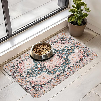 Dog Food Mat for Floors Waterproof Quick Dry Pet Placemat Cat Feeding Bowls Mats for Food and Water, Eco-Friendly Dog Accessories Diatomite Pets Supplies 12" X 20"