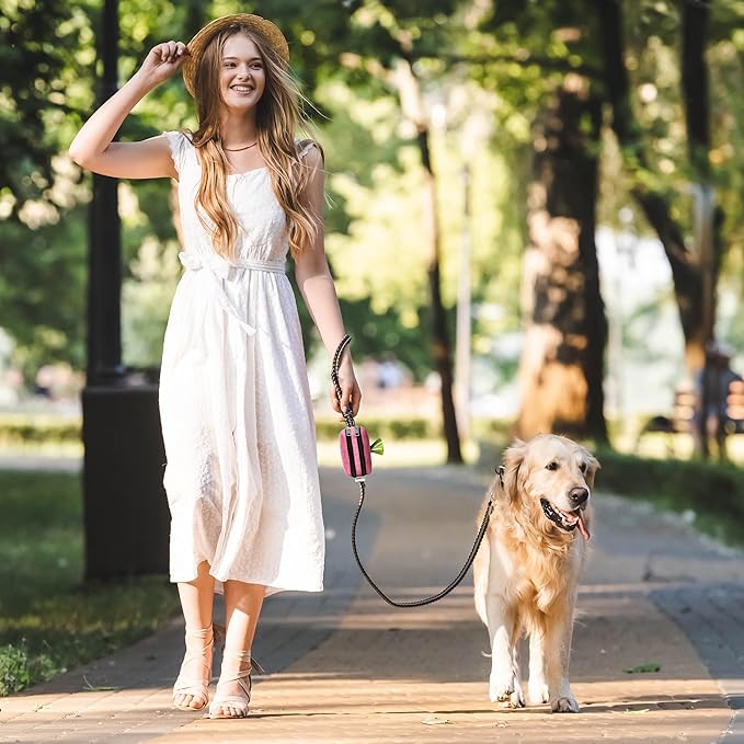 Dog Poop Bag Holder for Leashes - Dog Poop Bag Dispenser and Treat Holder with 2 Waterproof Pouches for Pet Waste Bags and Walking Accessories + 1 Free Roll - Leashrr 2.0 (Purple)