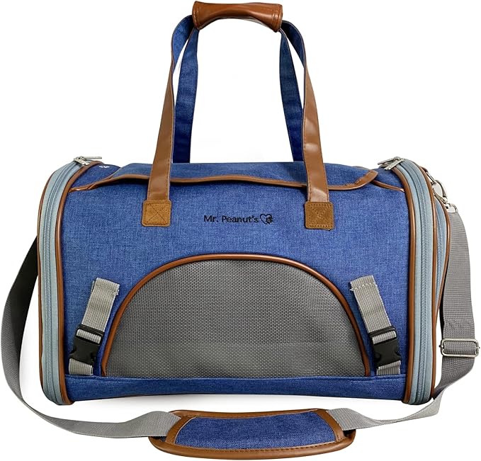 Mr. Peanut's Gold Series Standard Size Airline Compliant Expandable Pet Carrier V3.0 (Deja Blue)