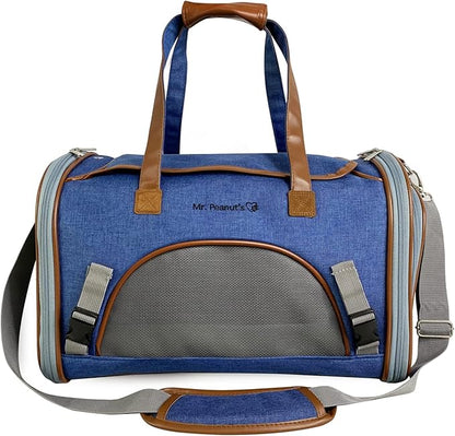 Mr. Peanut's Gold Series Standard Size Airline Compliant Expandable Pet Carrier V3.0 (Deja Blue)