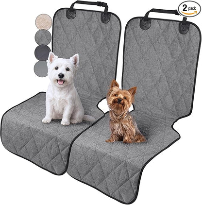 VIVAGLORY Dog Front Seat Cover Seatflex Car Seat Protector for Dog, Car Cover for Pet, Front Single Bucket Captain Chair Protector, Standard, Heather Black, 2Pack