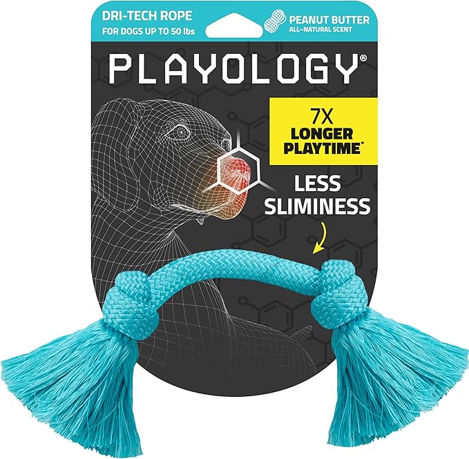 Playology Dri Tech Rope Medium Chew Toy, Peanut Butter & Beef, 2-Pack