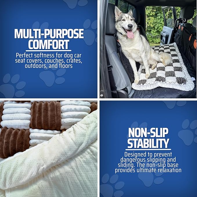 Backseat Pet Bed Mat, Anti-Slip Dog Mat for Car Backseat, Machine Washable Soft Non-Slip Travel Dog Car Mat for Large Dogs Custom Fit for Back Seat Extenders and Seat Covers (25.5 x 53 Inch)