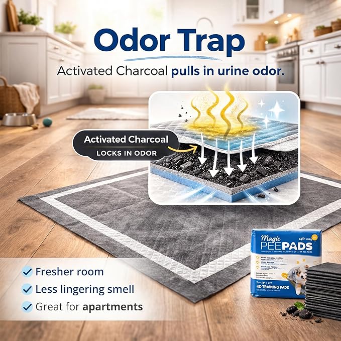 Alpha Paw - Odor Eliminating Pee Pads for Dogs, Extra Thick Disposable Leak-Proof Dog Pads, Quick-Dry, Non-Slip Backing, with Pheromones to Attract Your Dog