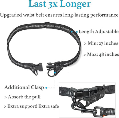 iYoShop Retractable Hands Free Dog Leash - Dual Handle Bungee Waist Leash for Small, Medium and Large Dogs (Small, 8-25 lbs, Black)