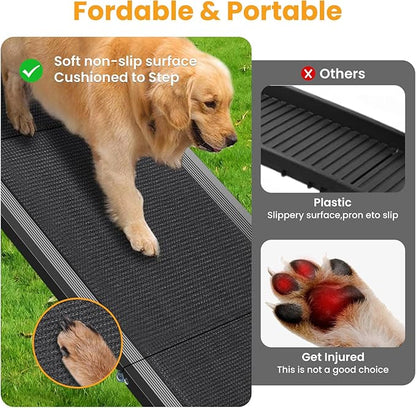 Dog Ramp, Folding Dog Ramp for Car Extra Wide 63''x20'', Dog Car Ramp with Non-Slip Surface, Outdoor Pet Ramp for Large Dogs to Get on Car Truck SUV Van Up to 250LBS, Car Ramp for Dogs