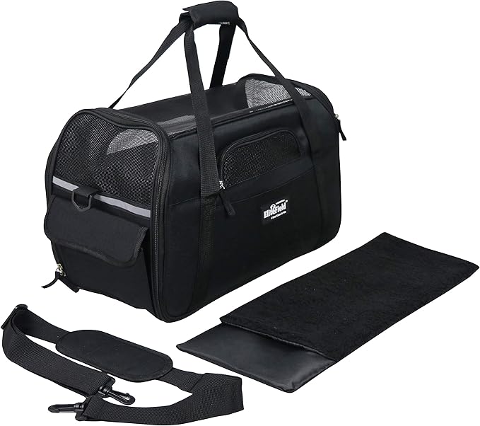 EliteField Soft Sided Pet Carrier (3 Year Warranty, Airline Approved), Multiple Sizes and Colors Available (Medium: 17" L x 9" W x 12" H, Black)