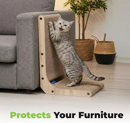 Best Pet Supplies Catify Cat Scratcher, Fun Interactive Scratchers, Posts, Poles, Claw Safe, Furniture Saver Indoor Play Support Natural Cat Behaviors Heavy Duty - L-Shape Scratcher, 16.5 x 11.4