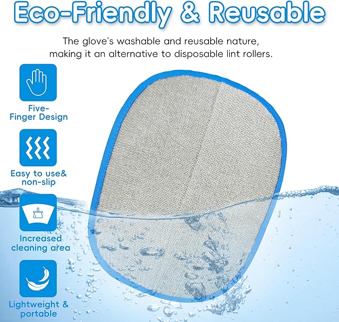Magic Brush Pet Hair Removal Glove for Cats & Dogs, Ectrostatic Five-Finger Fur Remover, The Magic Brush Pure Path Grooming Remover Glove for Laundry, Carpet & Car Seat (Blue & Yellow)