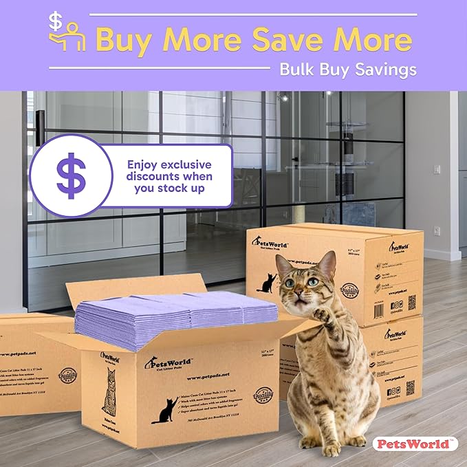PetsWorld Universal Fit Cat Pad Refills for Litter Box, Fresh Scent, Odor Control, Pack of 400