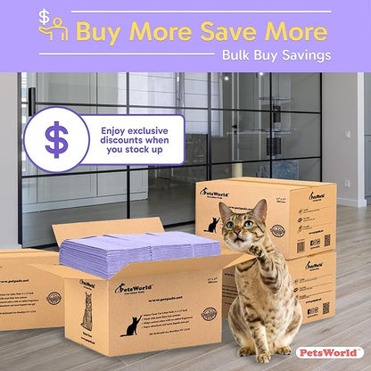 PetsWorld Universal Fit Cat Pad Refills for Litter Box, Fresh Scent, Odor Control, Pack of 400