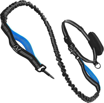 Happilax Jogging Leash for Dogs, Elastic and Reflective Nylon Dog Leash for Jogging with Belly Strap, for Medium Dogs 100-160 cm