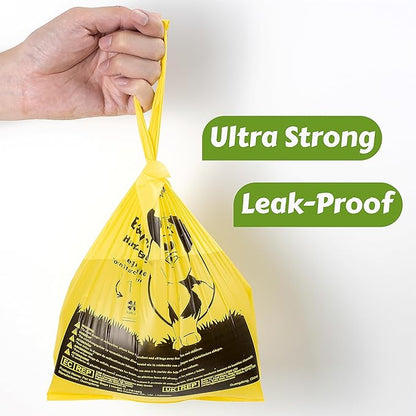 YORJA Tie Handles Dog Poo Bags, 440 Pet Poop Bags, Thick and Strong 100% Leak-Proof Biodegradable Waste Bags (Green)