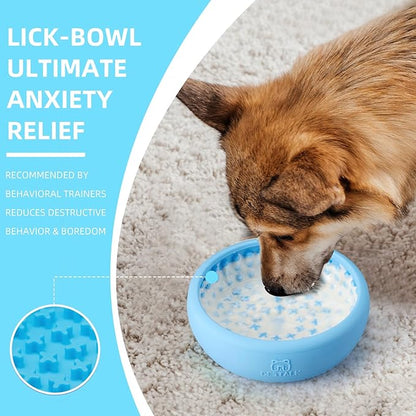 Dog Lick Bowl, Bestalk Anxiety Relief Lick Mat for Dogs, Non-Slip Freeze Licking Bowl Enrichment Puzzle Feeder for Distraction, BPA Free Silicone, Dishwasher Safe (Light Blue,L)