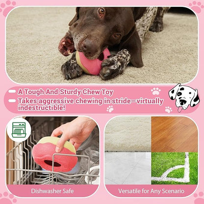 Dog Toys for Aggressive Chewers, Dog Enrichment Toys, Anxiety Relief for Dogs Toy, Indestructible Frozen Treat Toy National Pet Day Gifts for Large Dogs Peanut Butter Reduces Anxiety, Donut
