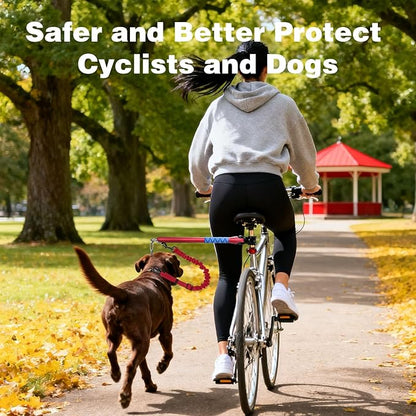 Bicycle Dog Leash for Riding, Hands Free 150° Rotating Built-in Shock Absorber Bike Retractable Leashes for Cycling, Elastic Nylon Adjusted Car Holder Seat Belt Rope (Red)