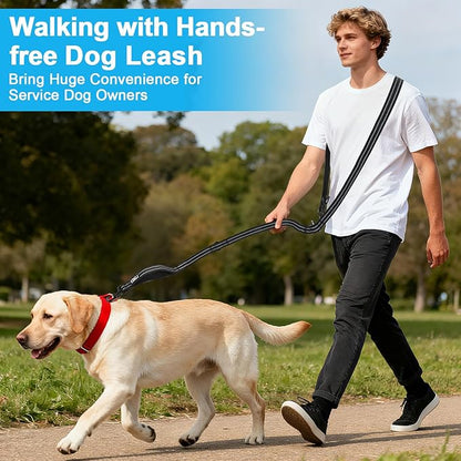 ETACCU Hands Free Dog Leash, Multifunctional Crossbody Dog Leash with Adjustable Length 6-9FT, Tangle Free Reflective Waist Leashs for Medium and Large Dogs