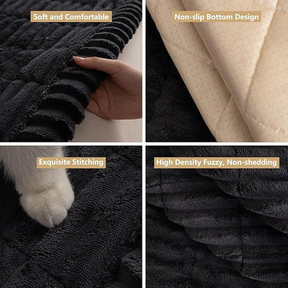 Dog Bed Mat for Car Backseat Extender, Non-Slip Pet Bed Mat for Car Back Seat Protector Cover, Furry Dog Couch Cover, Washable Travel Dogs Bed for Cars, SUVs, Sedans. (51" x 24") (Black, M)