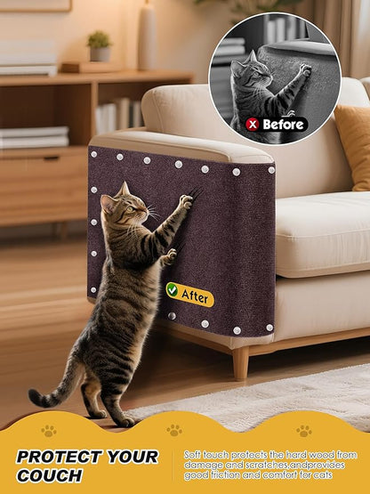 78.7"x15.8" Cat Scratch Mat, Trimmable Self-Adhesive Carpet, DIY Climb Cat Scratcher for Furniture Couch or Wall Protector, Covering Cat Scratching Post Replacement Pads (Brown)