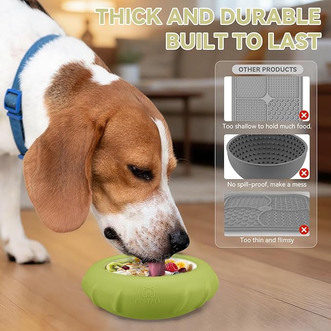 Dog Lick Bowl, Bestalk Wobbly Freeze Bowl Enrichment Feeder for Dogs, Anxiety Relief Lick Mat Puzzle Toy for Distraction, BPA Free Silicone, Dishwasher Safe(Green,L)
