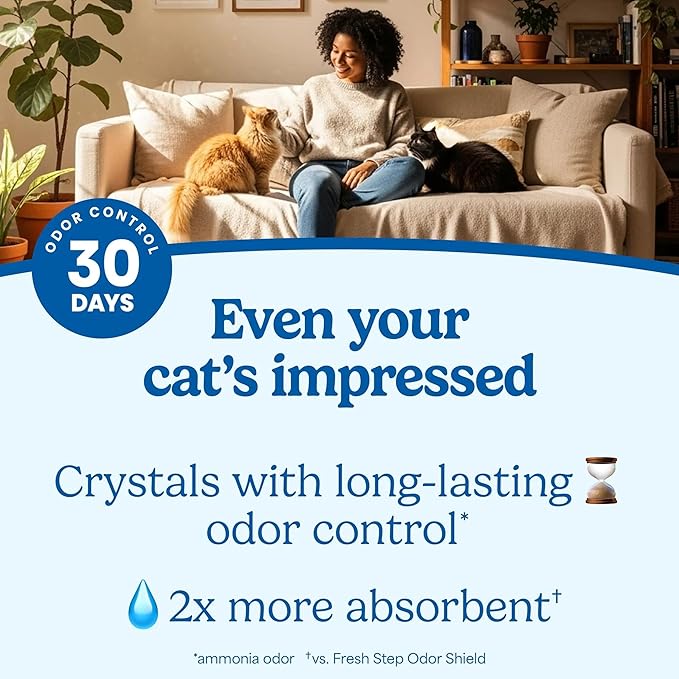 Fresh Step Clean Care Crystal Cat Litter, Lightweight with Febreze Freshness and Long-Lasting Odor Control, Low Dust, 16 lbs. (2 x 8 lb bag)