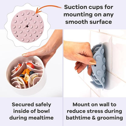 Awoo Great Vibes - Silicone Slow Feeder for Dog Bowls Over 5.5 Inches - Non-Slip, Wet and Dry Food-Compatible Pet Dish with Suction Cups - Extends Mealtime for Fast Eaters - Dishwasher Safe (Mauve)