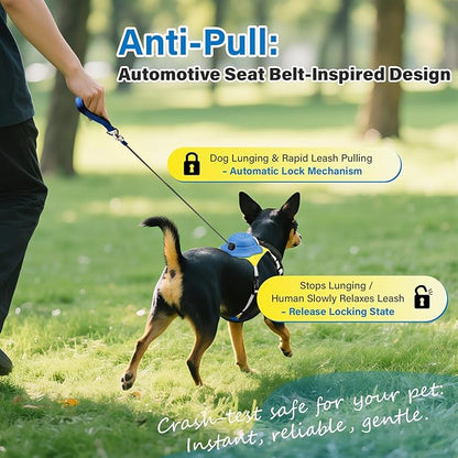 No Pull Dog Harness, 2 in 1 Retractable Harness with Auto-Lock, Reflective Breathable Mesh and Handle, Adjustable Leash Set for Small, Medium,Large Dogs,Cats (Color 2, XS)