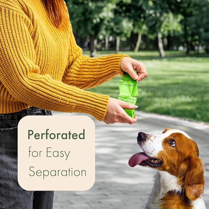 (Not Made In China) Dog Poop Bag Rolls 300 Count, Biodegradable, Leak Proof and Extra Thick Refill Bags For Dogs and Cats, Unscented Earth Friendly Waste and Doggy Litter Bag