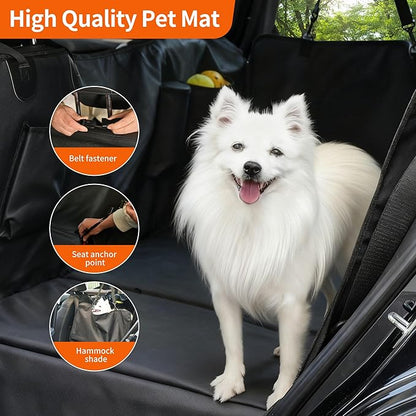 Back Seat Extender for Dogs | Waterproof, Anti-Scratch, PU Leather Cover | Hard Bottom Holds 400 lbs | Dog Hammock for Car | Pet Backseat Protector | Large Space | Dog Travel Bed for Car & SUV
