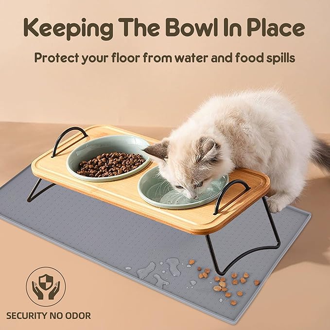 Dog Cat Food Mat for Food and Water Silicone Pet Feeding Mat Water Bowl Dish Mats for Floors Waterproof Nonslip Placemat Tray to Stop Messes on Floor
