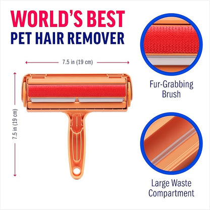 ChomChom Roller Pet Hair Remover – Original Size Reusable Lint Roller for Cat & Dog Hair on Furniture, Couch, Carpet, Car, Rugs & Bedding – Portable, Eco-Friendly (Cat)