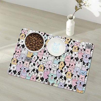 Pet Feeding Mat for Floors Waterproof Dog Mat for Food and Water Absorbent Quick Dry Non Slip mat for Cat Bowls