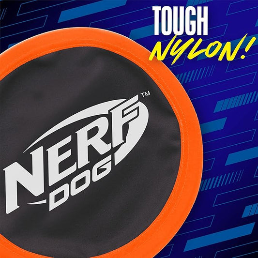 Nerf Dog Zone Flyer Dog Toy, Flying Disc, Lightweight, Durable and Water Resistant, Great for Beach and Pool, 10.5 inch Diameter, for Medium/Large Breeds, Single Unit, Orange/Black