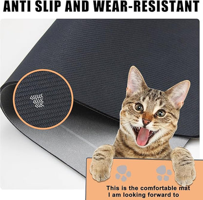 YCT Pet Food Mat, Non-Slip Bottom Absorbent Quick Dry Cat & Dog Feeding Mat, Pet Supplies, 16.9"x24" Gray