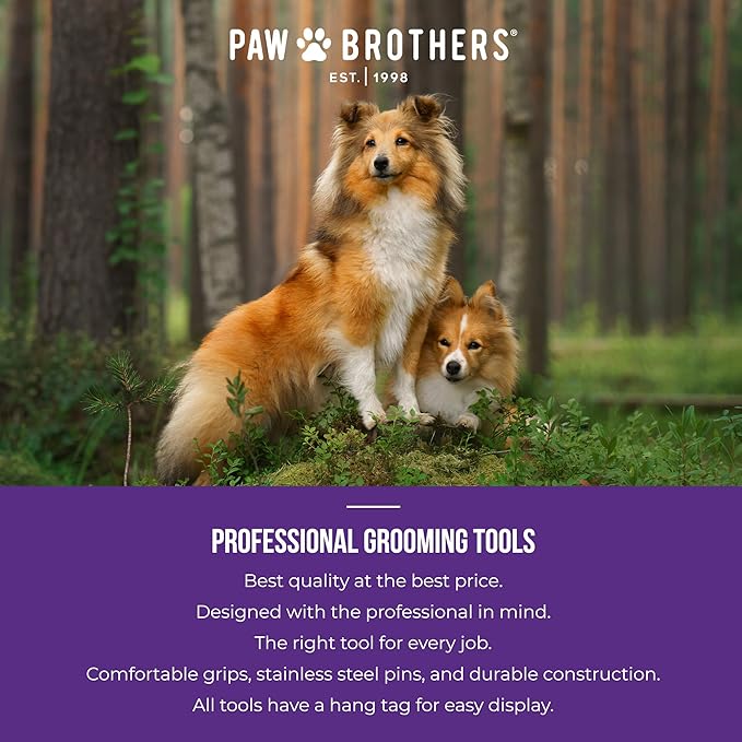 Ryan's Pet Supplies Paw Brothers Greyhound Style Comb for Dogs, Professional Grade Grooming Tool, Remove Knots and Tangles, True Teflon, Fine/Coarse, Ergonomic Handle, 7 inch