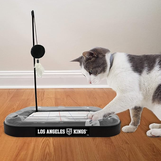 Pets First NHL Los Angeles Kings 5-in-1 Cat Scratcher Toy with Interactive Cat Ball Bell in Tracks