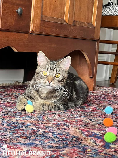 80-Pack Cat Toy Balls 10 Assorted Colors 1.25 Inch Diameter Suitable for All Cat Sizes (Wild Play)