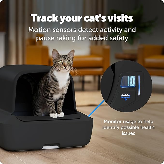 PetSafe ScoopFree Crystal Pro Self-Cleaning Cat Litter Box System – Enclosed Front-Entry – Advanced Odor Control – Includes 1 Disposable Crystal Litter Tray – Black (ZAL00-18159)
