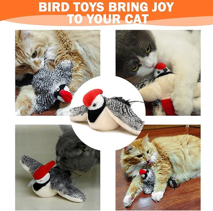 Tocirelo Flappy Bird Cat Toy, Simulated Flying, Not-Real Flying, Motion-Activated Chirping and Flapping Wings Cat Bird Toy, Realistic Cat Interactive Toys for Indoor Cats, Catnip Kitten Kicker Toy